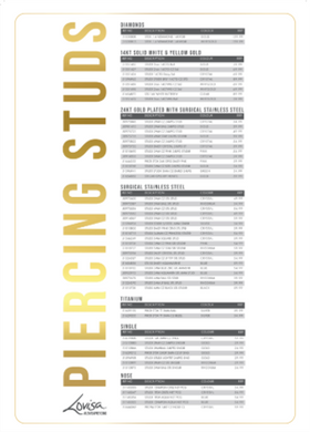 PIERCING STUDEX PRICE LIST (PIERCMENU003) SEPT 2025 - USA