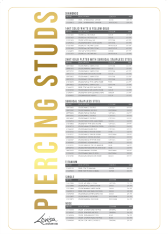 PIERCING STUDEX PRICE LIST (PIERCMENU003) SEPT 2025 - USA