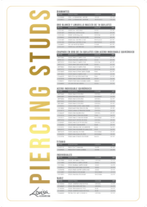 PIERCING STUDEX PRICE LIST (PIERCMENU003) SEPT 2025 - USA SPANISH