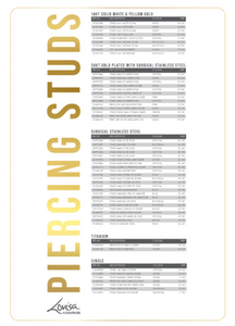 PIERCING STUDEX PRICE LIST (PIERCMENU003) SEPT 2025 - AUSTRIA