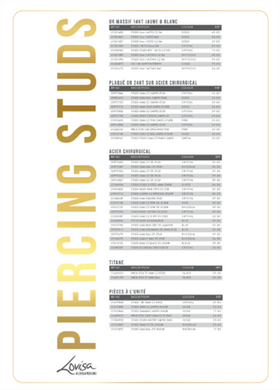 PIERCING STUDEX PRICE LIST (PIERCMENU003) SEPT 2025 - BELGIUM FRENCH