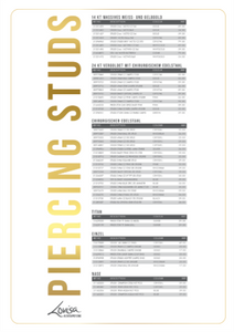 PIERCING STUDEX PRICE LIST (PIERCMENU003) SEPT 2025 - GERMAN