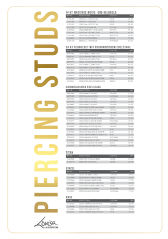 PIERCING STUDEX PRICE LIST (PIERCMENU003) SEPT 2025 - GERMAN