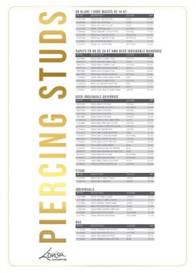 PIERCING STUDEX PRICE LIST (PIERCMENU003) SEPT 2025 - SPAIN CATALAN