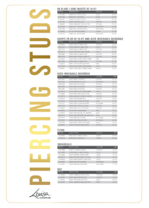 PIERCING STUDEX PRICE LIST (PIERCMENU003) SEPT 2025 - SPAIN CATALAN