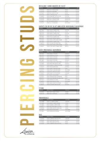 PIERCING STUDEX PRICE LIST (PIERCMENU003) SEPT 2025 - SPAIN CATALAN