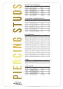 PIERCING STUDEX PRICE LIST (PIERCMENU003) SEPT 2025 - LUXEMBOURG FRENCH