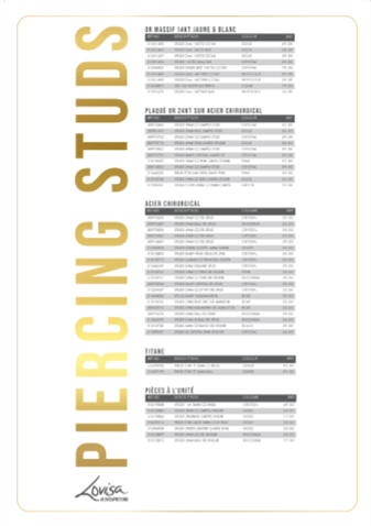 PIERCING STUDEX PRICE LIST (PIERCMENU003) SEPT 2025 - LUXEMBOURG FRENCH