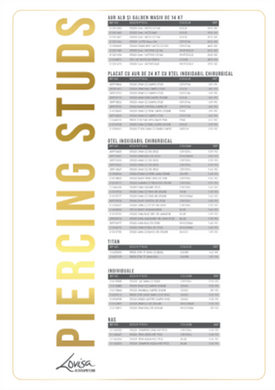 PIERCING STUDEX PRICE LIST (PIERCMENU003) SEPT 2025 - ROMANIA