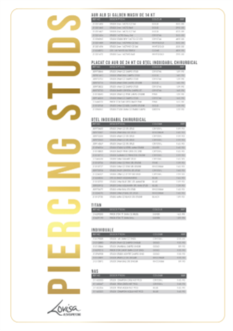 PIERCING STUDEX PRICE LIST (PIERCMENU003) SEPT 2025 - ROMANIA