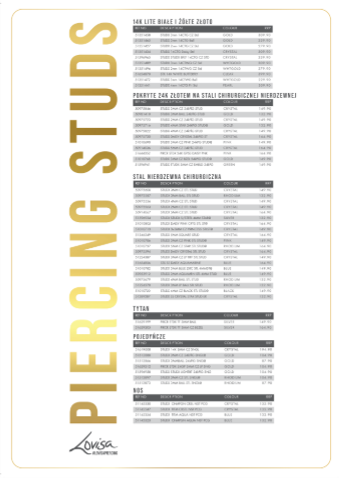 PIERCING STUDEX PRICE LIST (PIERCMENU003) SEPT 2025 - POLAND