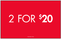2 FOR 20 WALLBAY SIGN