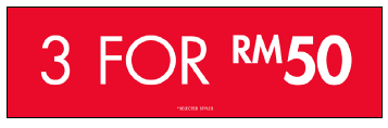 3 FOR RM50 GONDOLA SIGN MAL