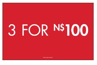 3 FOR $$ WALLBAY SIGN - NAMIBIA