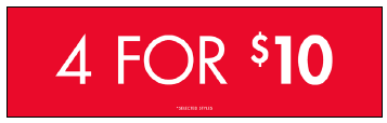 4 FOR 10 GONDOLA SIGN