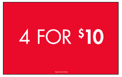 4 FOR 10 WALLBAY SIGN